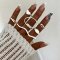 European and american cross-border jewelry: irregular geometric line ring set, minimalist heart double finger 6-piece ring wholesale