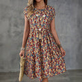 Women's summer casual floral print batwing sleeve dress, summer dress spring apparel