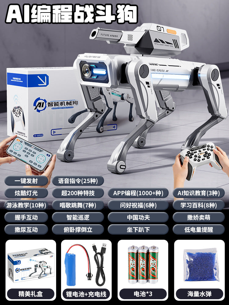 Camera-enabled programmable robot dog - water-shooting electric remote control robot dog toy - electronic pet birthday gift for kids