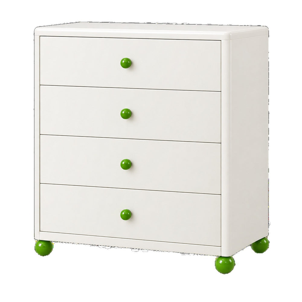 new steel low cabinet with rounded corners, freestanding five-drawer unit, wall-mounted integrated storage cabinet, kids' organizer