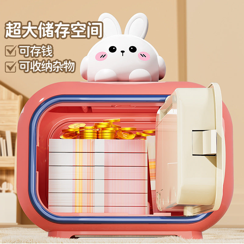 New children's cartoon piggy bank - large capacity, multi-functional, dual-mode unlocking, automatic induction money rolling savings toy