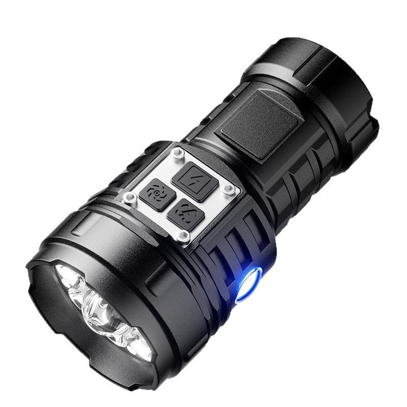 Cross-border new multi-function strong light flashlight remote shooting plastic LED portable mini charging digital display magnetic small flashlight