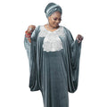 Solid color batwing sleeve velvet embroidered v-neck robe dress - cross-border sourcing, women's clothing,  new arrivals, african sourcing