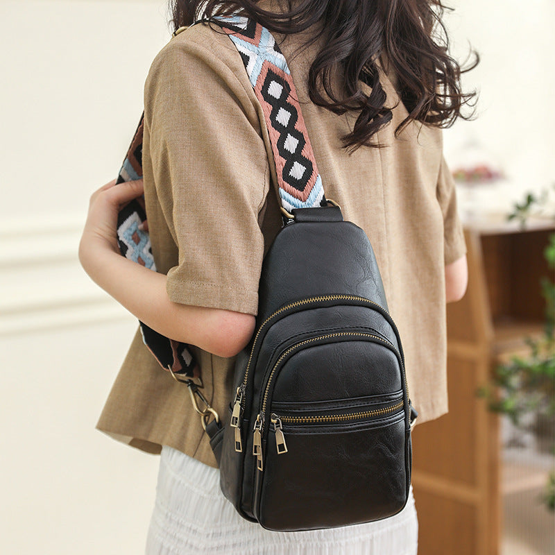 Foreign trade bags women's messenger bag new  breast bag women's PU soft leather retro messenger mobile phone change bag