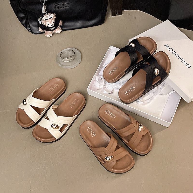 Women's summer slippers - new 2026 casual sandals, chunky platform, chanel-inspired thong sandals, roman sandals, flat sandals