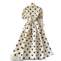 Evening gown women's high-end luxury socialite puff sleeve dress, designer cinched waist tie-up fluffy french maxi dress