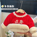 New year's autumn/winter girls' three-layer quilted padded sweatshirt cotton jacket, trendy tops for baby girls, children's clothing, kids' apparel