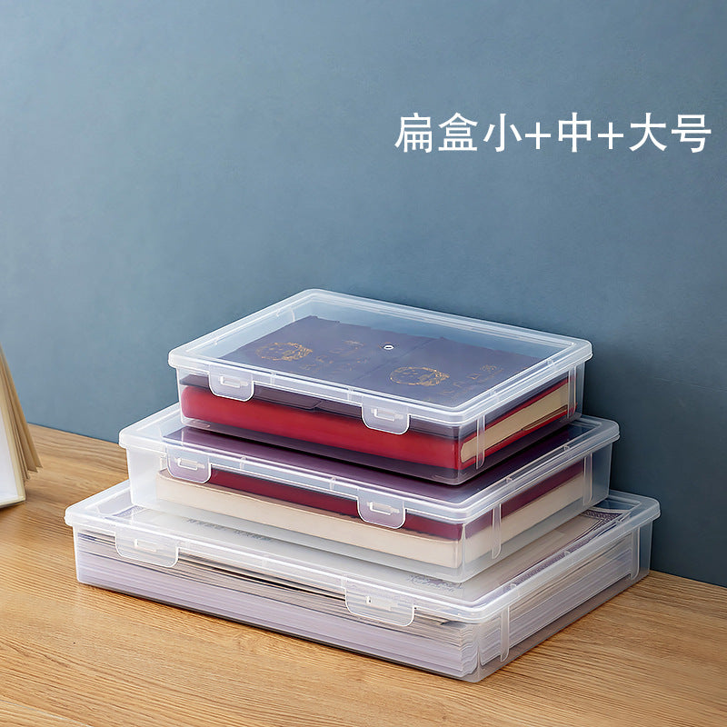 Desktop file storage box, transparent cover, can be stacked with honorary certificates, certificate storage box, desk good goods storage