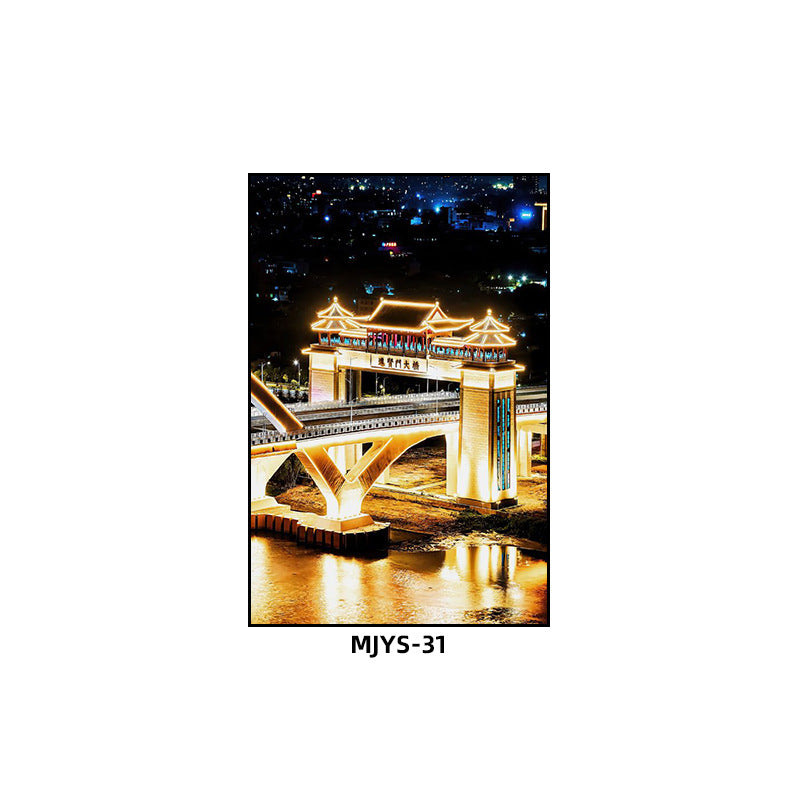 Jieyang ancient city architectural landscape hanging painting hotel box wall decoration painting hot pot restaurant restaurant characteristic cultural tourism mural