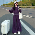 Girls' outfit set:  spring/autumn new arrival - casual hooded jacket & loose straight-leg pants, trendy two-piece set for mid-to-large children