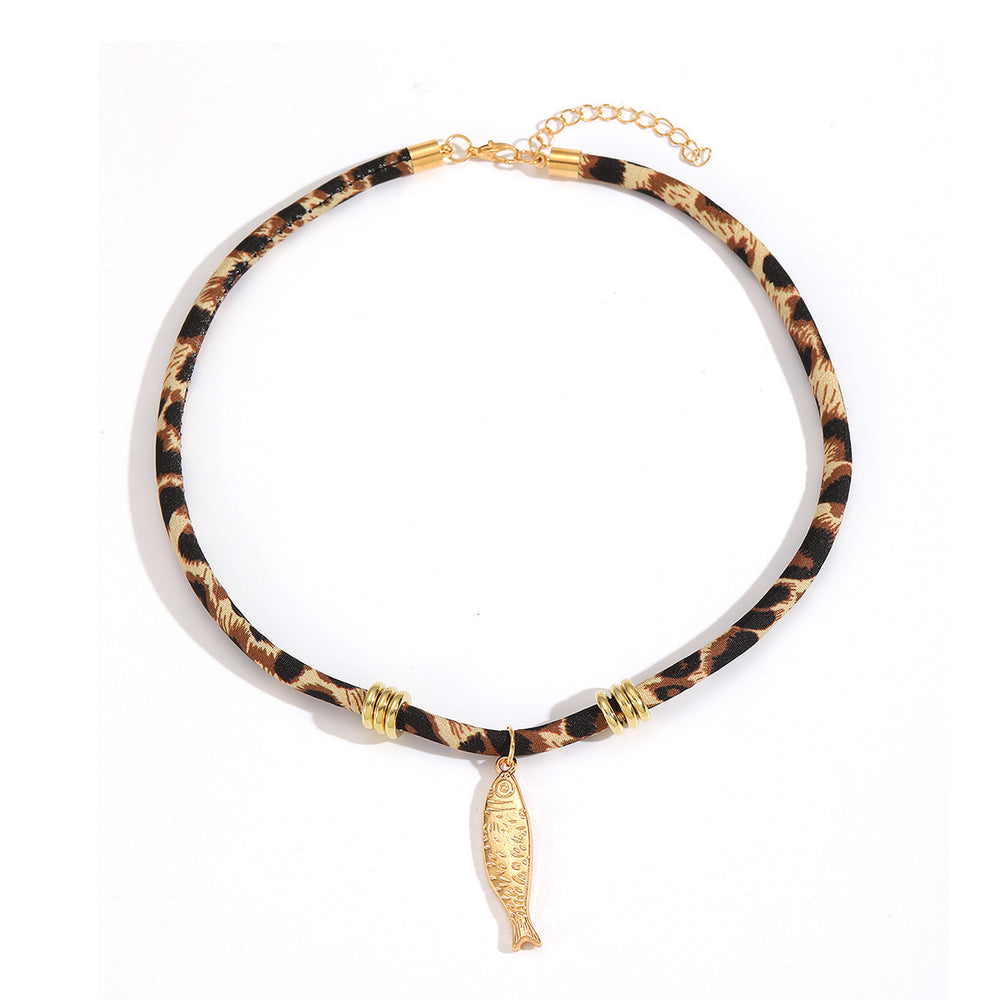 Women's necklace wholesale fashion cross-border high-end love sun smiley face pendant stylish coconut tree leopard print clavicle chain