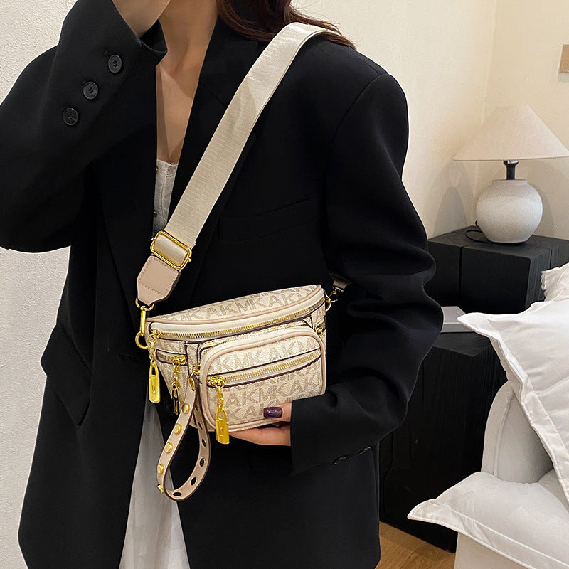 women's bag 2025 new mini chic versatile fashion retro multi-layer zipper shoulder crossbody chest bag