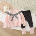 Girls' knit sweater and leggings set - new autumn/winter  collection - baby girl bowknot crewneck sweater and leggings outfit