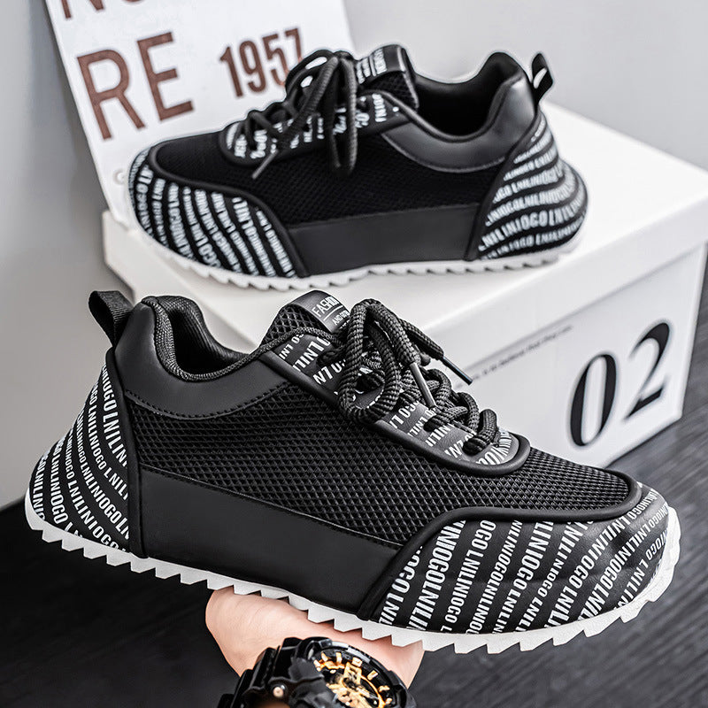 2025 winter men's trendy casual shoes: versatile, breathable mesh, fashionable soft sole, lightweight korean style running sneakers