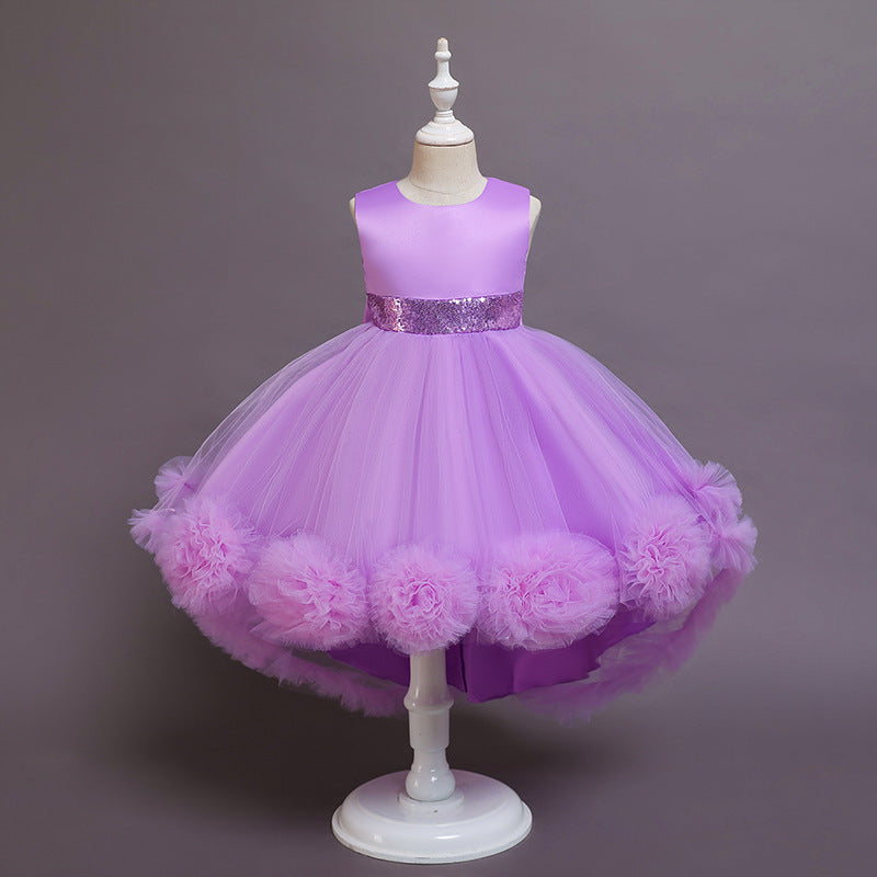 in stockkids dress ball flower tail wedding dress princess dress piano performance dress female baby dress