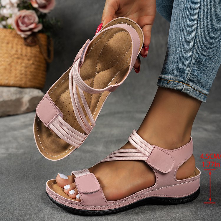 Amazon  summer new plus size cross-border sandals women's roman style comfortable velcro outdoor sandals wholesale