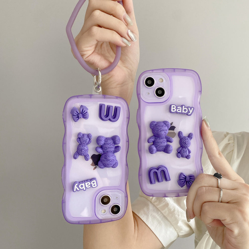 Suitable for huawei honor 70 purple bear mobile phone case, enjoy 30plus anti-fall transparent protective case honor 70