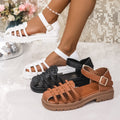 retro woven open-toe sandals women's shoes  new summer beach vacation soft sole brown roman sandals
