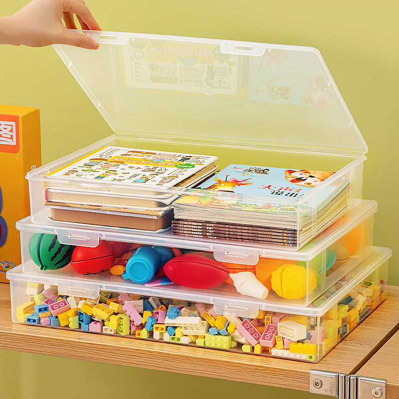 Plastic box with lid Rectangle Lego building block storage Organizing box Children's toys Transparent plastic storage box