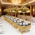 Luxury pattern stainless steel buffet warmer - 8l hanging lid buffet stove - hotel-grade insulated pot