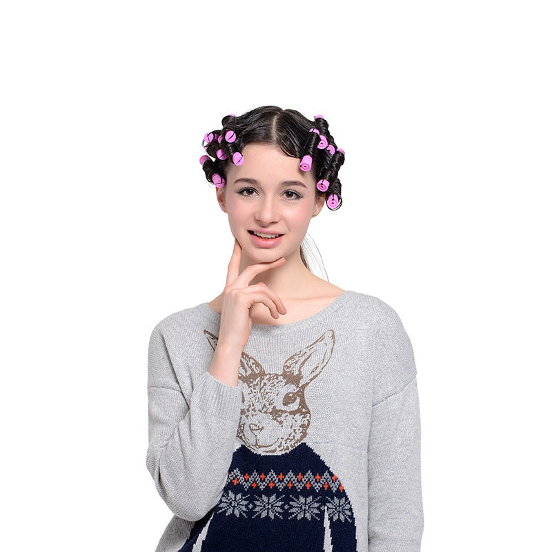 Cross-border hair root fluffy long covered curling iron plastic American perm bar rubber rubber band bangs curling bar artifact