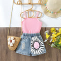 cute girl jumpsuit suspender pit denim printingsuit wholesale one piece drop shipping