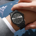 Mcykcy brand steel band alloy business watch with date and day display - cross-border wholesale casual dual calendar quartz watch