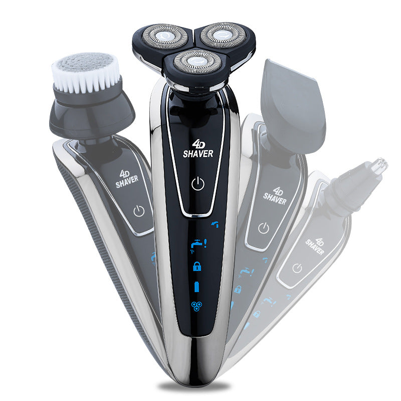 Floating head electric shaver with digital display, full body washable, 3-in-1 rechargeable razor