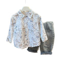 Boys' long-sleeve shirt - spring/autumn  collection - baby shirt, children's clothing, toddler & little kid's lapel collar cartoon all-over print shirt - trendy style