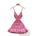 Pure desire sexy hot girl suspender hip skirt summer design sense stereo flower waist ruffles knittingdress