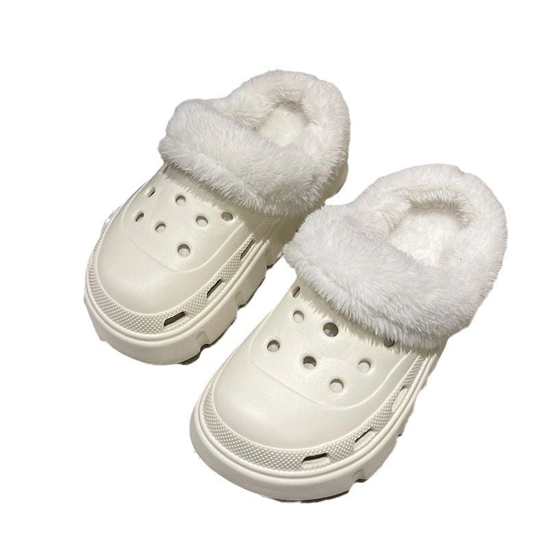 Women's winter cotton slippers - thickened plush, detachable warm home slippers for couples, indoor use, postpartum care, fuzzy slippers