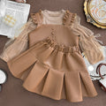 Girls' spring outfit : stylish little girl's leather three-piece set, autumn fashionable kids' base layer top, trendy