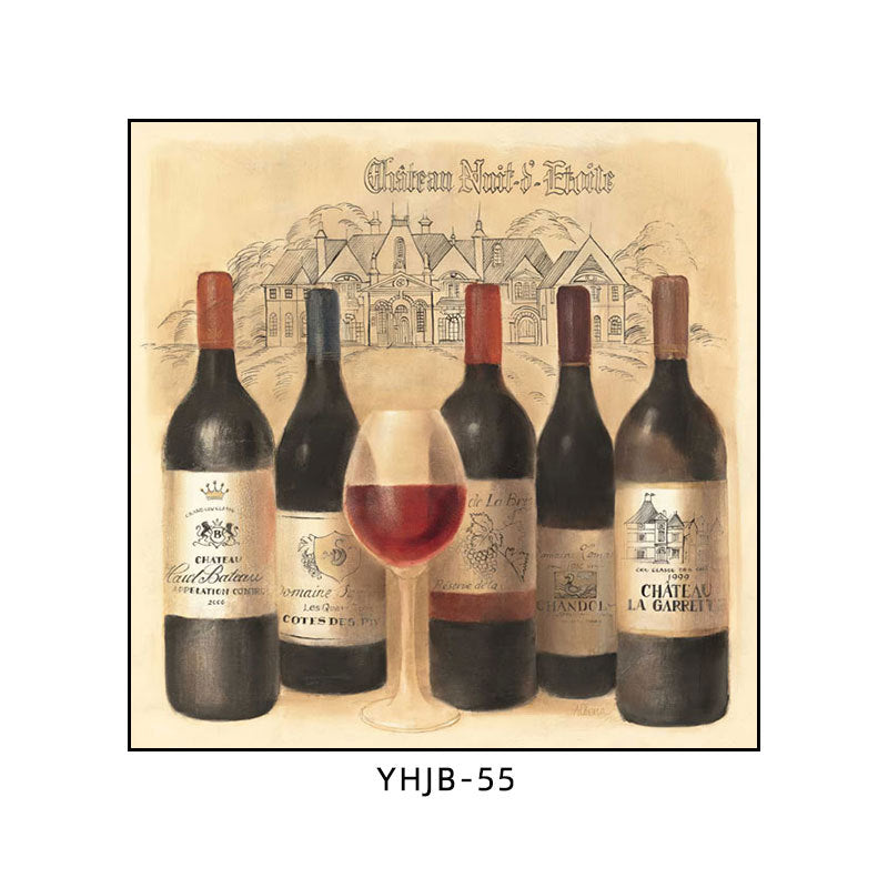 American bar decorative painting retro industrial style creative KTV box red wine glass hanging painting nostalgic wine mural