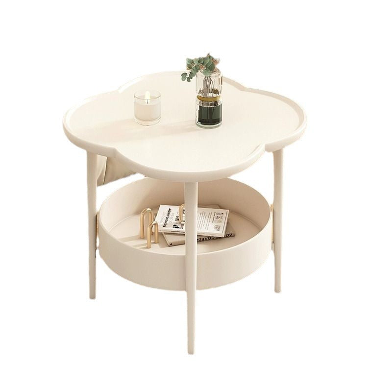 Cream style side table movable bedroom bedside table storage rack for home living room round table creative coffee table sofa side cabinet
