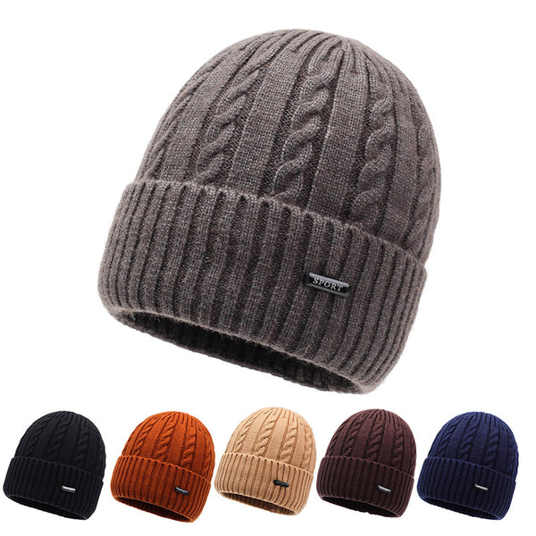 Women's thickened knitted hat windproof and warm autumn and winter wool hat Men's cold hat Outdoor ear protection Big head circumference Baotou hat