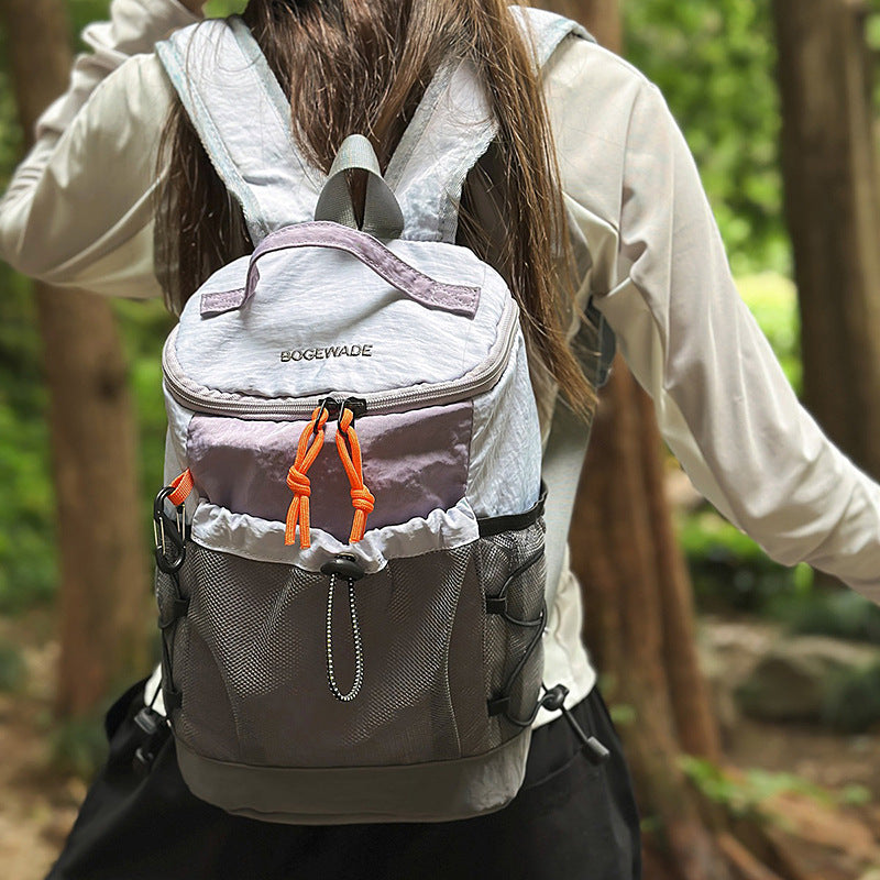Cross-border new outdoor sports mountaineering bag contrasting color splicing drawstring backpack trendy fashion lightweight travel backpack