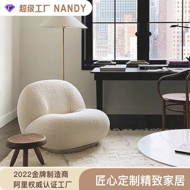 Influencer-approved "white fatty" leisure chair - lazy lounge sofa, fabric sofa, lambswool single chair, custom furniture