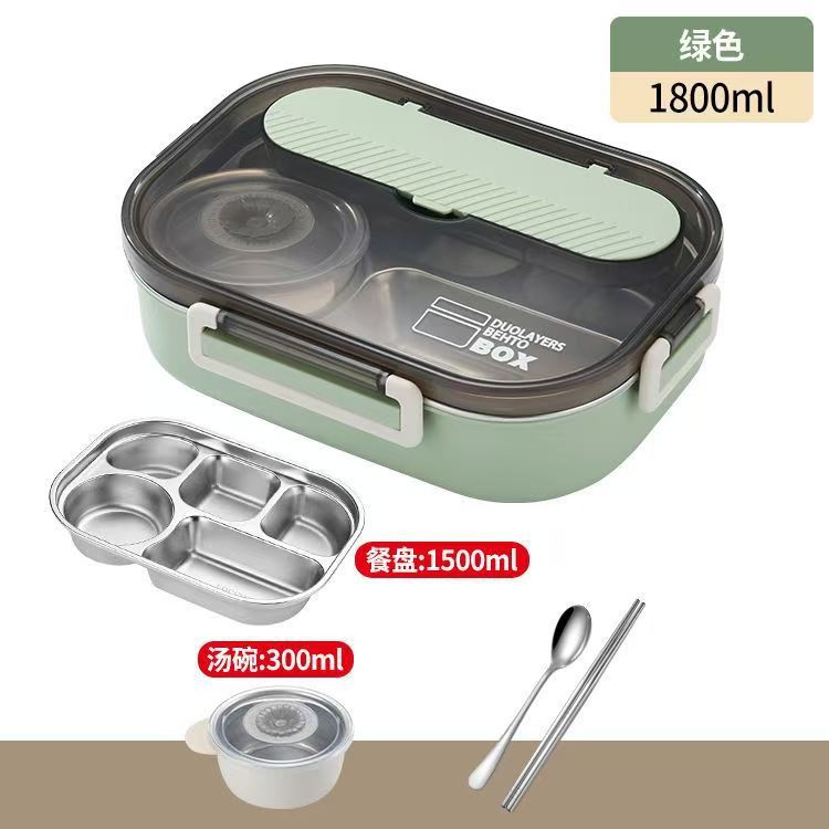 Sealed insulated lunch box for students and office workers, portable compartmentalized lunch box, large capacity 304 stainless steel with soup bowl