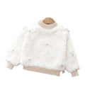 Girl pulloverfleece-linedthickenedheattechwinternew arrivalk-style round neck imitation fur babytops inner wear