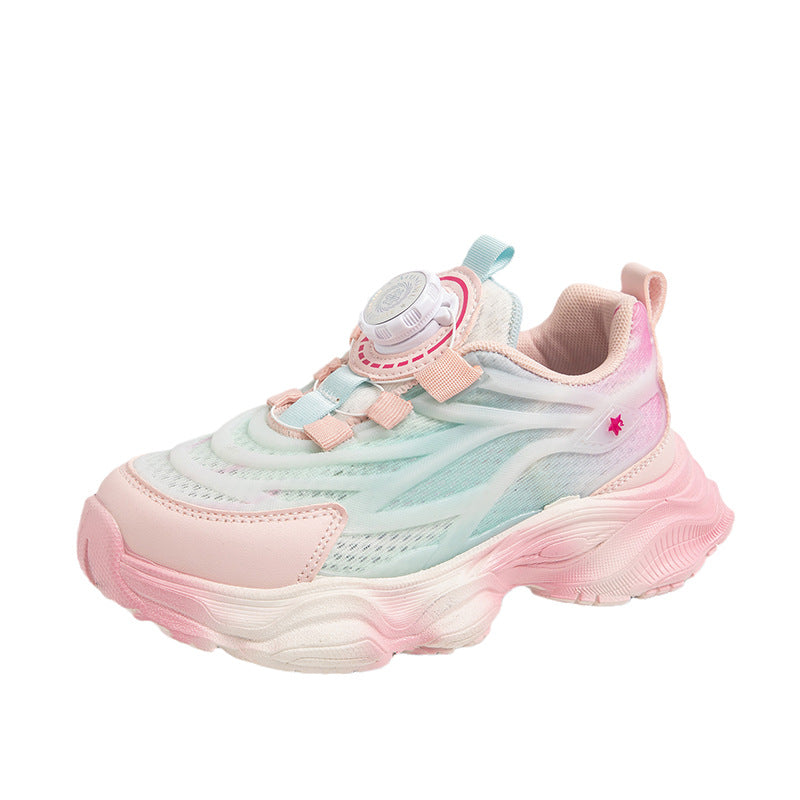 Fashion personalized sports shoes boys and girls cool luminous running shoes rotating buttons