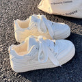 White shoes women's 2026 spring & fall new platform canvas sneakers - creamy, unique, and versatile casual skate shoes