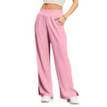 cross-border new women's lightweight wide-leg pants - high-waisted, casual, solid color, flowy trousers