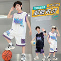 Boys'  summer new sleeveless tank top and waffle knit shorts set - trendy two-piece casual outfit for mid-to-large children