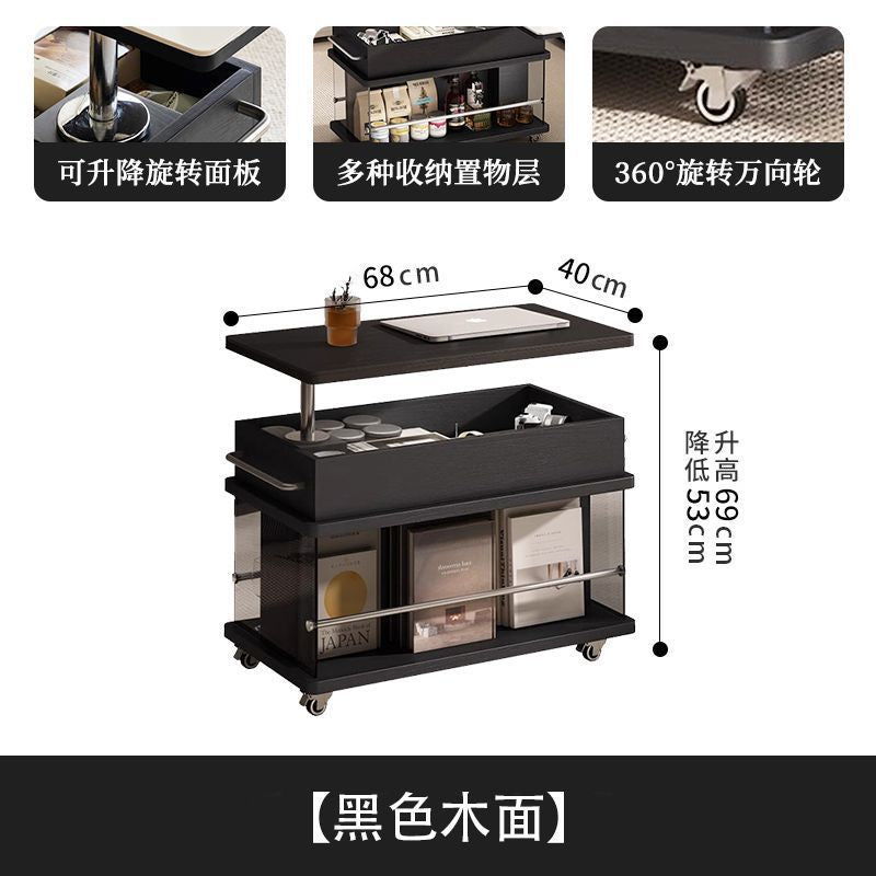 Living room multi-functional sofa side tableaccessible luxury creative balcony movable side cabinetaccessible luxury solid wood adjustablerotate coffee table