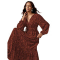 fashion bohemia retro printing loose a-line elegance lantern sleeve tie backdress women