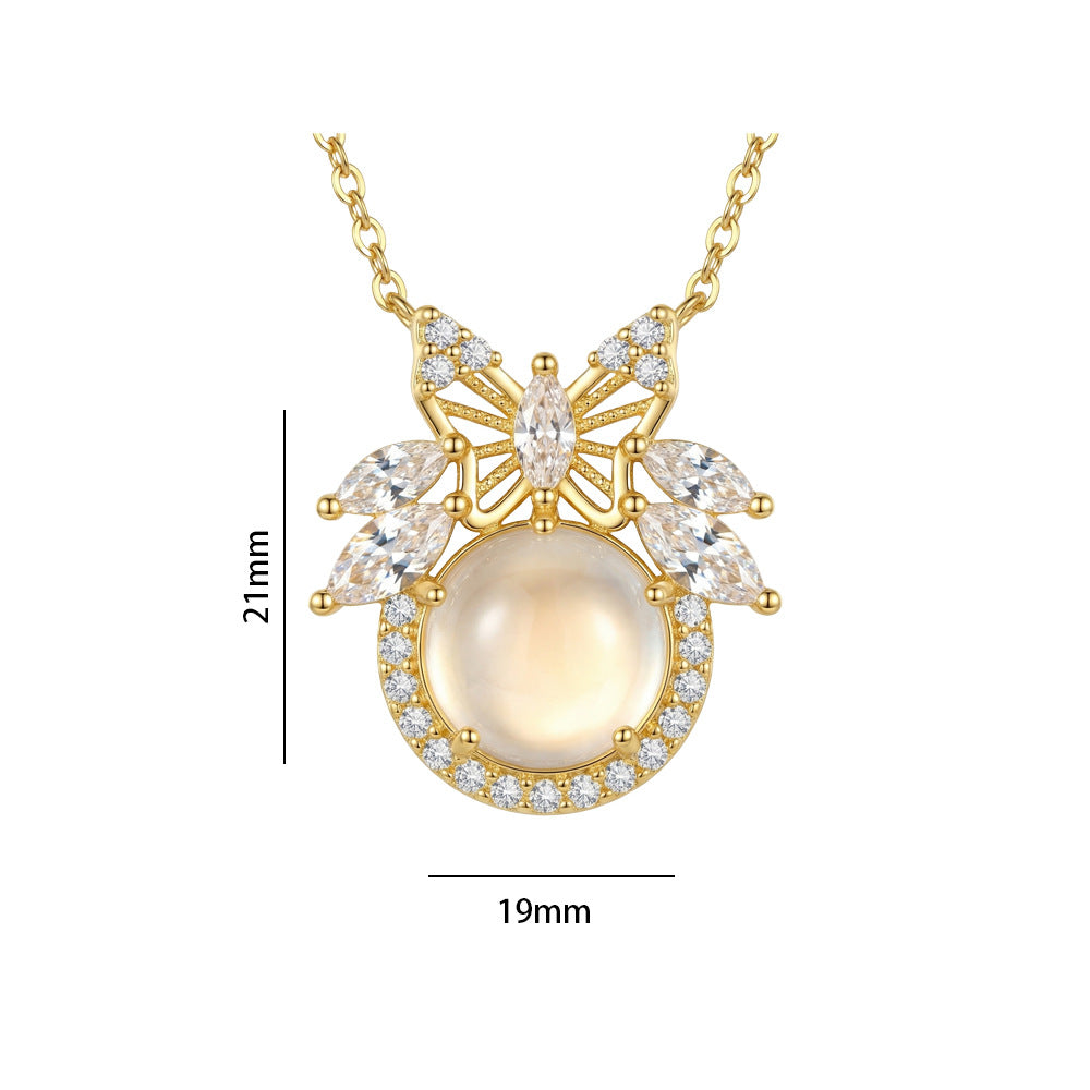 Popular copper-inlaid zirconium butterfly necklace, accessible luxury, niche women's versatile, elegant, non-fading titanium steel clavicle chain jewelry
