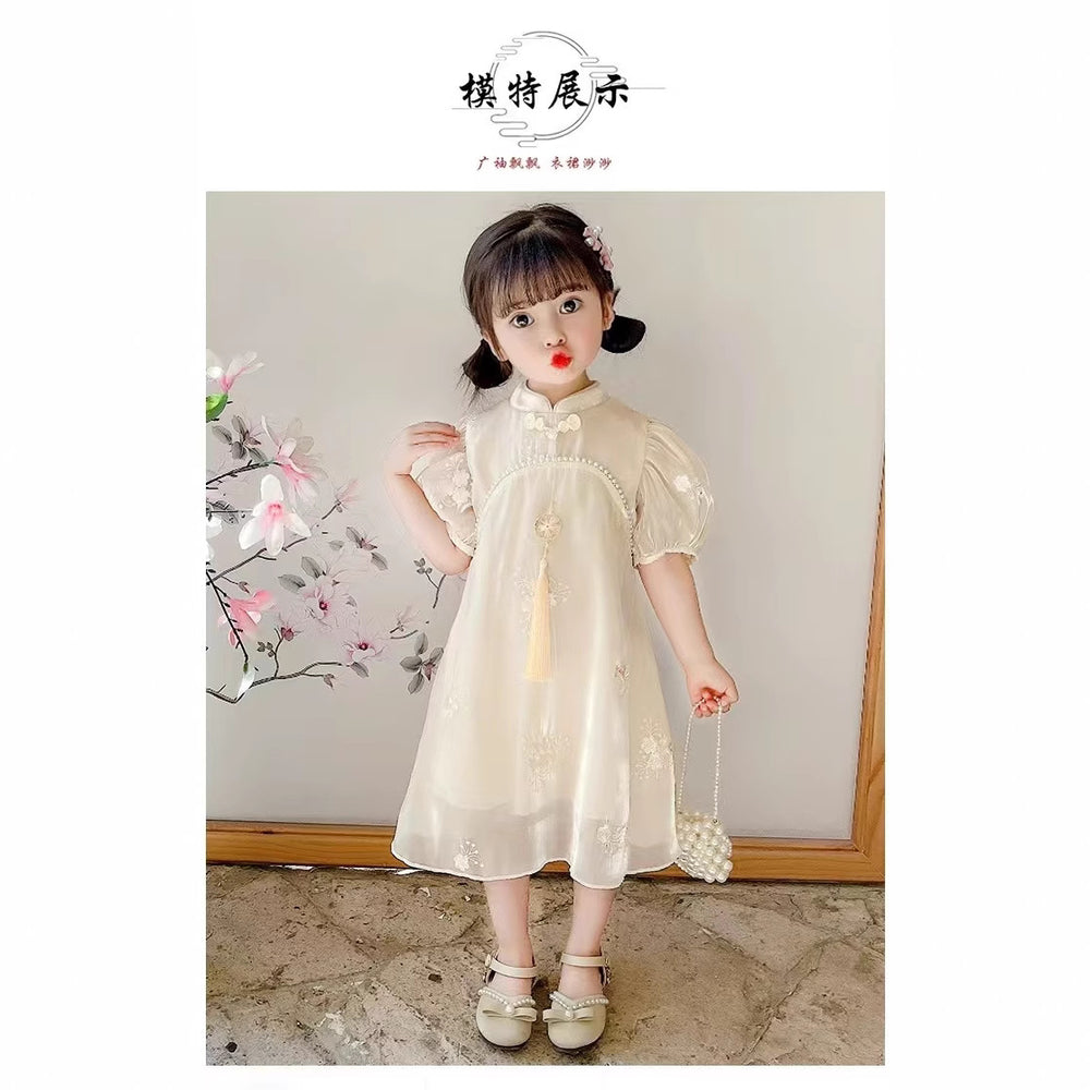 Girls' cheongsam dress - new  summer collection: elegant, chic, chinese style, baby hanfu - exquisite and adorable