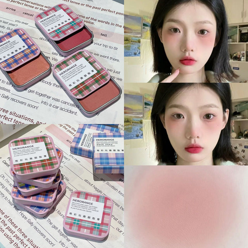 HERORANGE~ Small Iron Box Jelly Blush Mud Cream Pure Desire Cute Natural Nude Makeup Student Matte Whitening Rouge