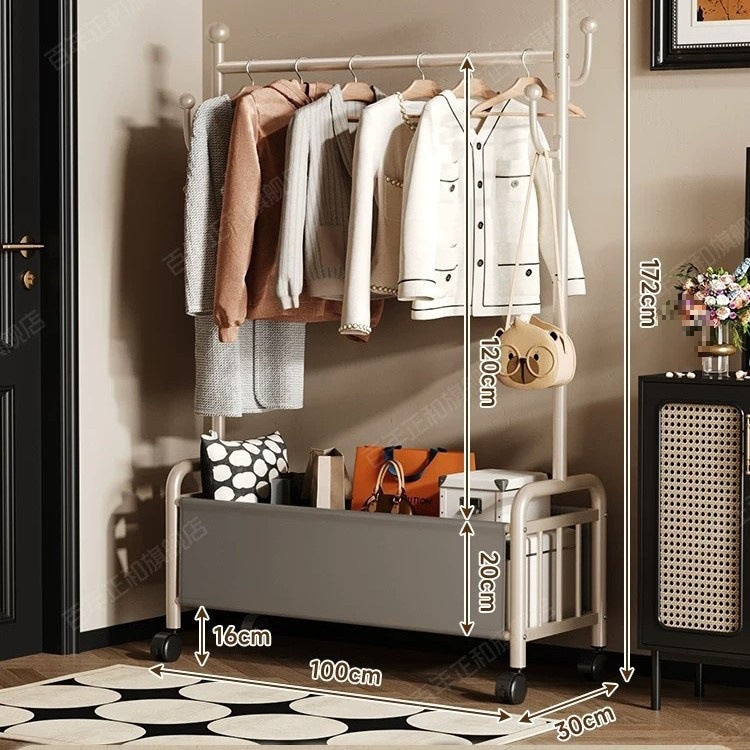 Popular floor-to-ceiling drying rack, multi-functional clothes hanging rod, indoor bedroom removable storage bedside coat rack