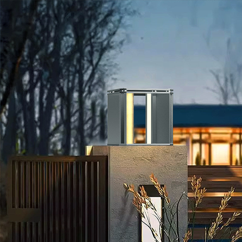 Outdoor solar post cap lights for villa courtyards, waterproof wall mount lights, garden fence lights, landscape pillar lights